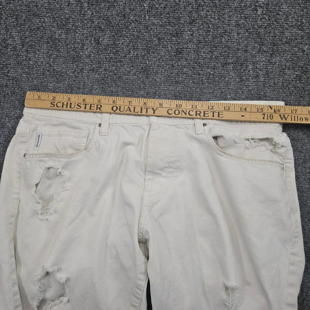 Armani Exchange Slim Fit Jeans Mens 34R Off White Distressed‎ Ripped Streetwear